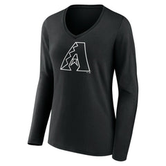 Arizona Diamondbacks Women's Monochrome Personalized Name & Number Long Sleeve V-Neck T-Shirt - MLB T-shirts