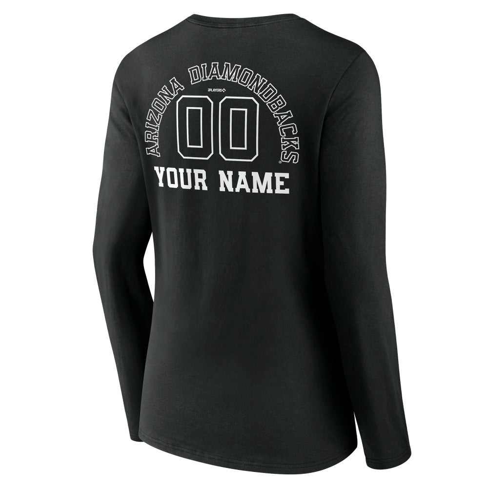 Arizona Diamondbacks Women's Monochrome Personalized Name & Number Long Sleeve V-Neck T-Shirt - MLB T-shirts