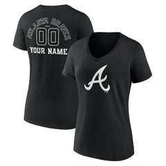 Atlanta Braves Women's Monochrome Personalized Name & Number V-Neck T-Shirt - MLB T-shirts