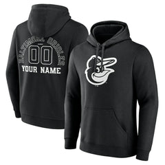 Baltimore Orioles Monochrome Personalized Name & Number Pullover Hoodie - MLB Hoodies