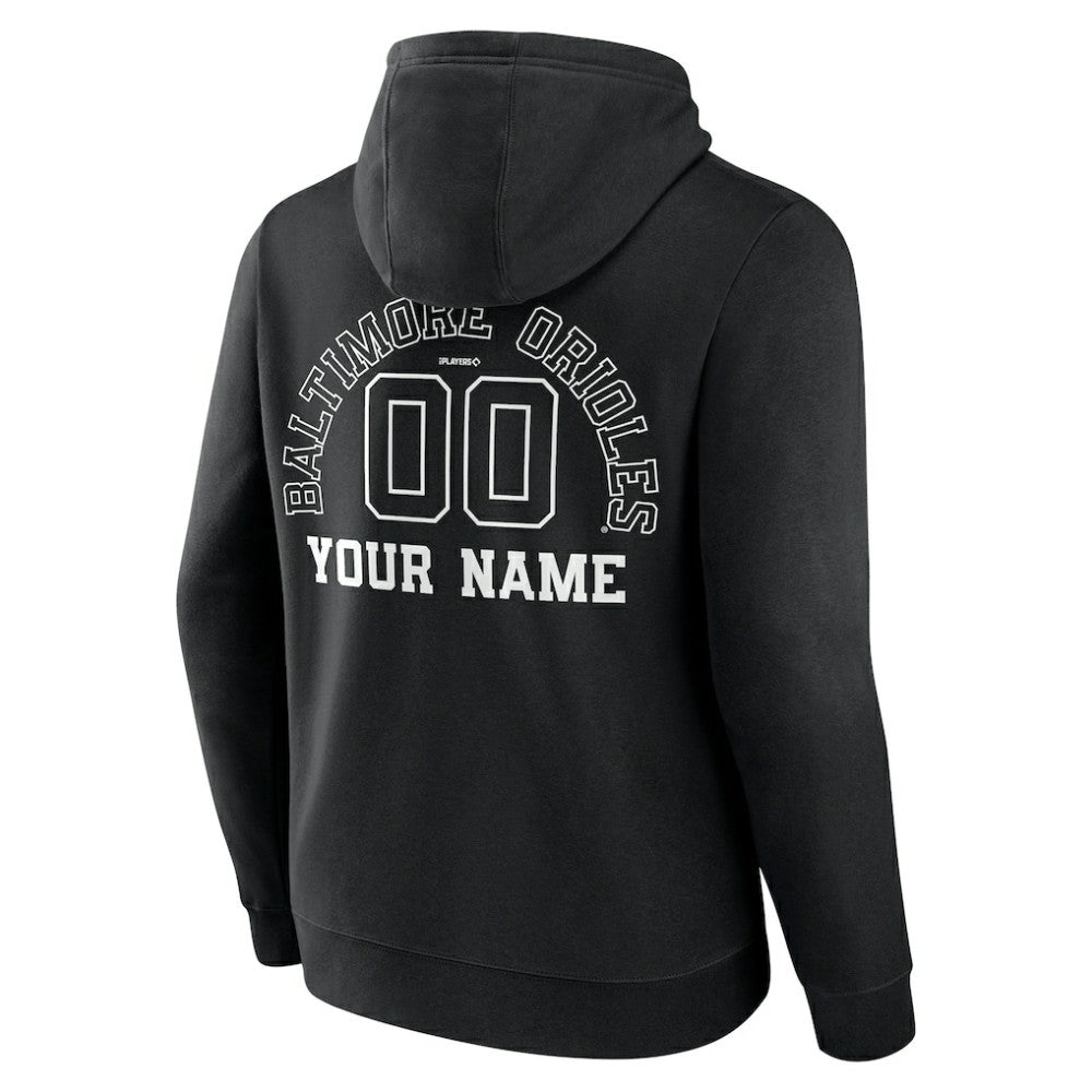 Baltimore Orioles Monochrome Personalized Name & Number Pullover Hoodie - MLB Hoodies
