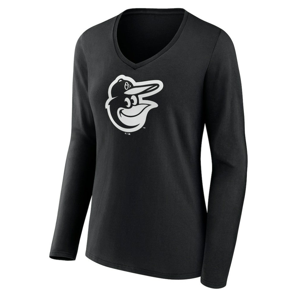 Baltimore Orioles Women's Monochrome Personalized Name & Number Long Sleeve V-Neck T-Shirt - MLB T-shirts