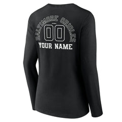 Baltimore Orioles Women's Monochrome Personalized Name & Number Long Sleeve V-Neck T-Shirt - MLB T-shirts