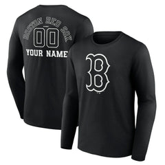 Boston Red Sox Monochrome Personalized Name & Number Long Sleeve T-Shirt - MLB T-shirts