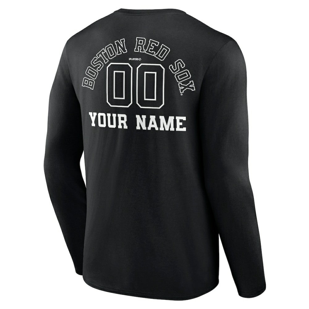 Boston Red Sox Monochrome Personalized Name & Number Long Sleeve T-Shirt - MLB T-shirts