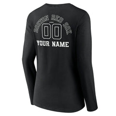 Boston Red Sox Women's Monochrome Personalized Name & Number Long Sleeve V-Neck T-Shirt - MLB T-shirts