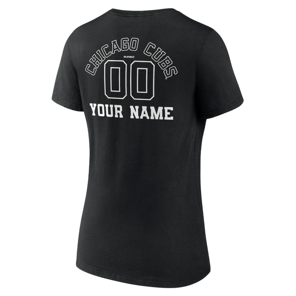 Chicago Cubs Women's Monochrome Personalized Name & Number V-Neck T-Shirt - MLB T-shirts