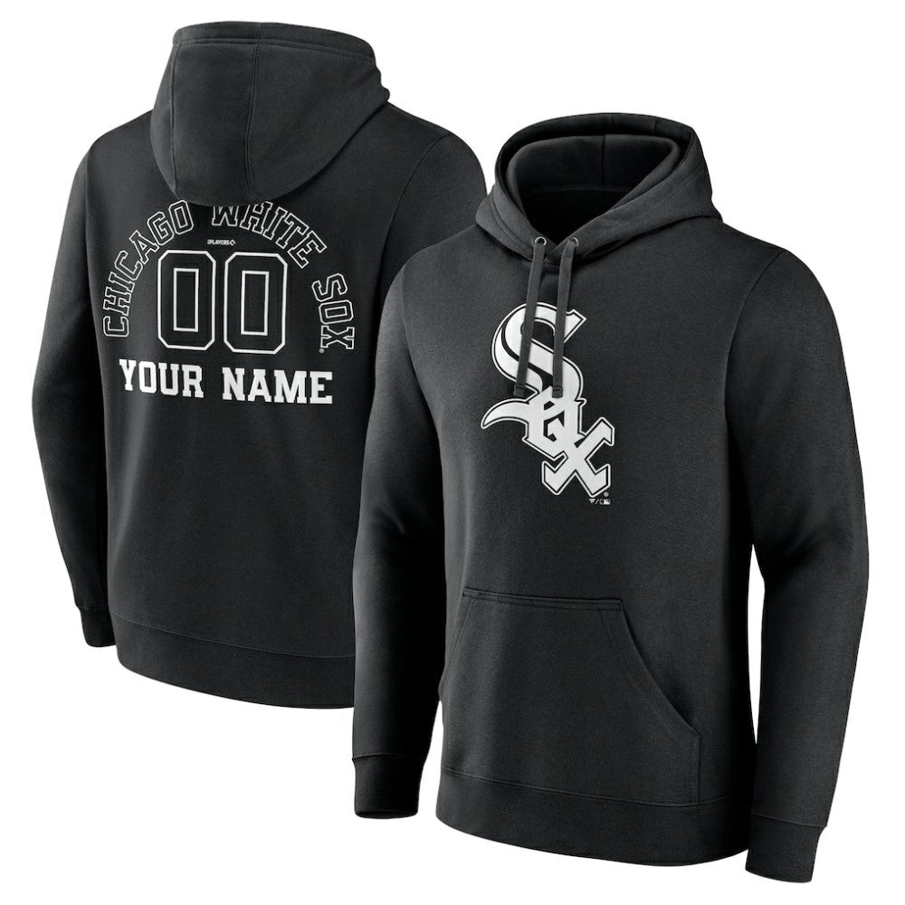 Chicago White Sox Monochrome Personalized Name & Number Pullover Hoodie - MLB Hoodies