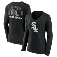 Chicago White Sox Women's Monochrome Personalized Name & Number Long Sleeve V-Neck T-Shirt - MLB T-shirts