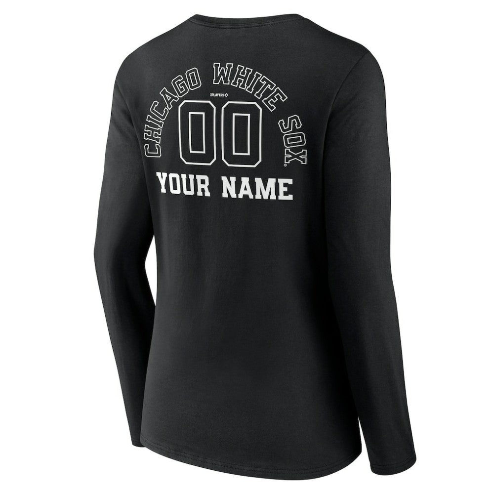 Chicago White Sox Women's Monochrome Personalized Name & Number Long Sleeve V-Neck T-Shirt - MLB T-shirts