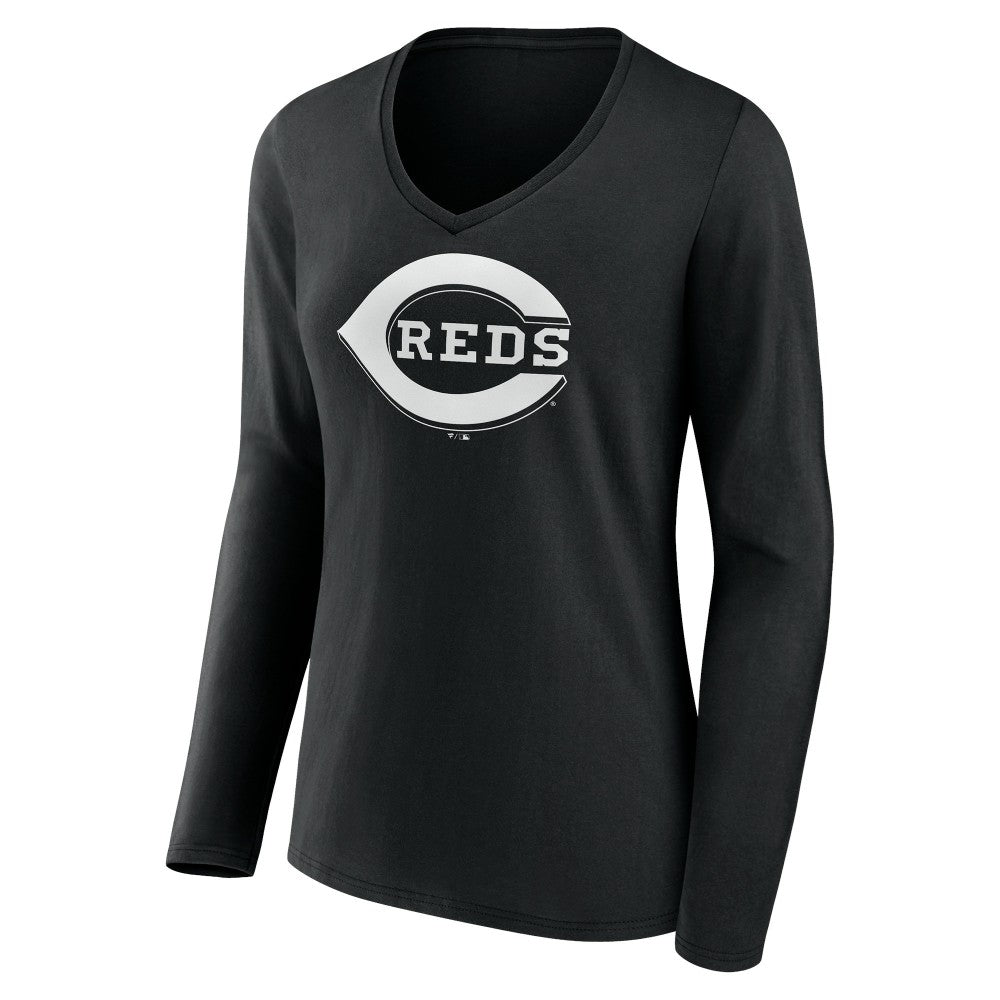 Cincinnati Reds Women's Monochrome Personalized Name & Number Long Sleeve V-Neck T-Shirt - MLB T-shirts