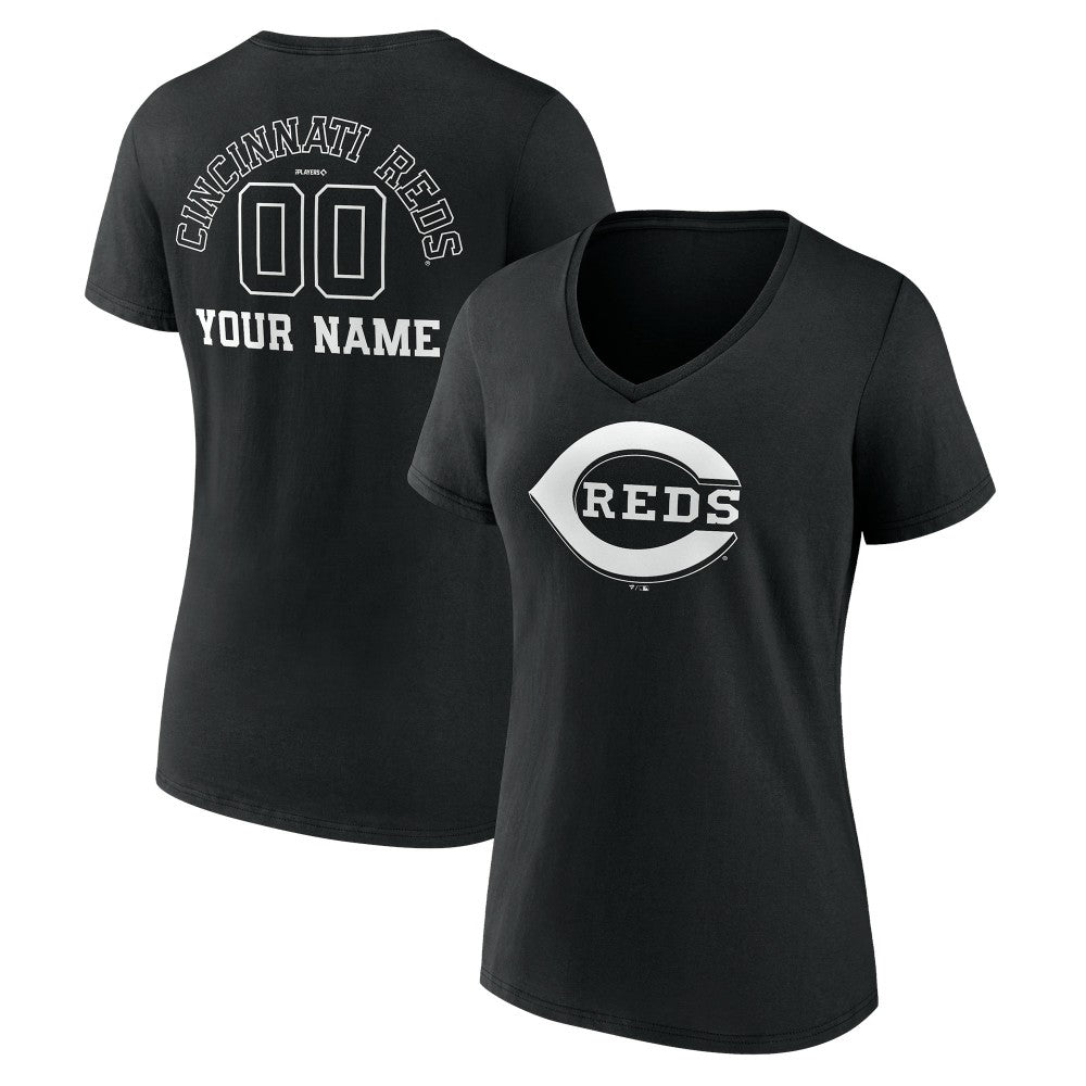 Cincinnati Reds Women's Monochrome Personalized Name & Number V-Neck T-Shirt - MLB T-shirts