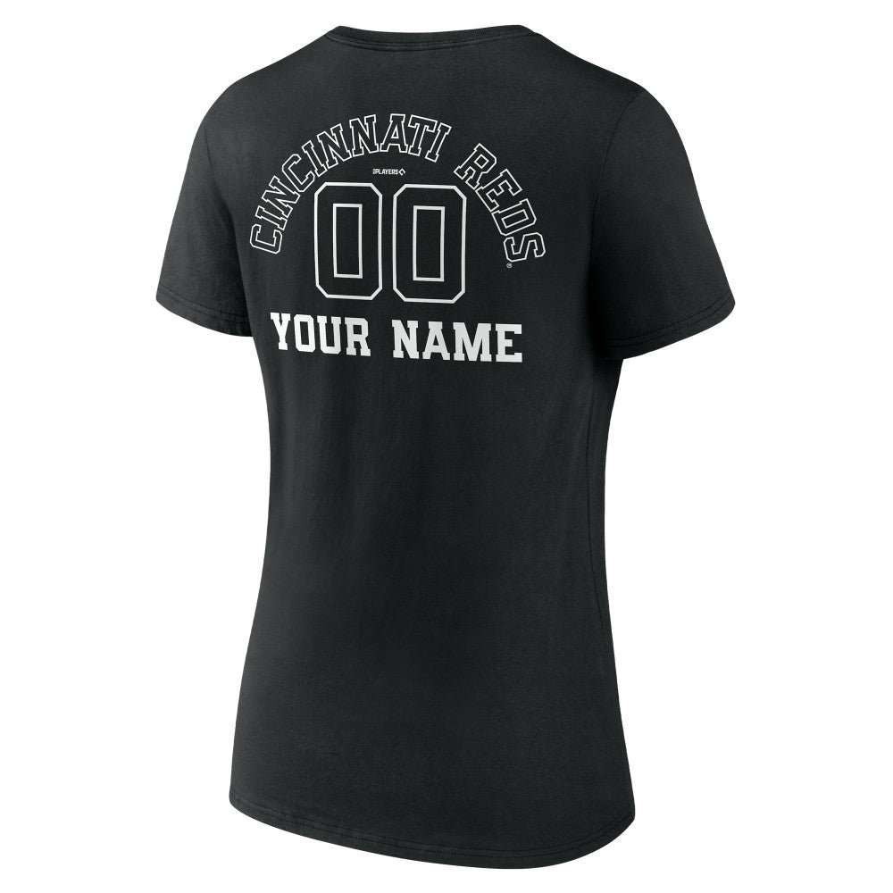 Cincinnati Reds Women's Monochrome Personalized Name & Number V-Neck T-Shirt - MLB T-shirts