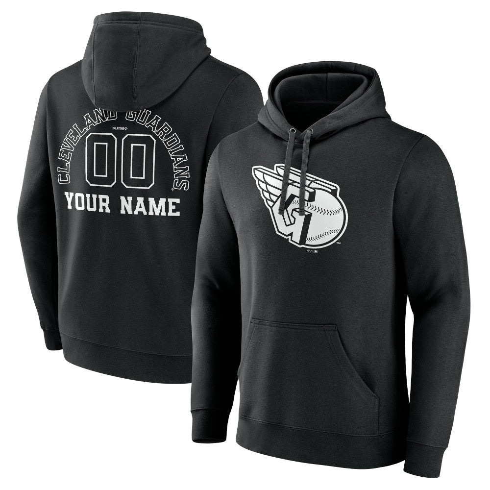 Cleveland Guardians Monochrome Personalized Name & Number Pullover Hoodie - MLB Hoodies