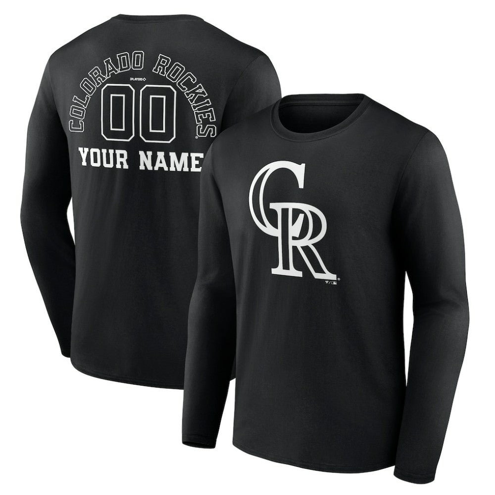 Colorado Rockies Monochrome Personalized Name & Number Long Sleeve T-Shirt - MLB T-shirts