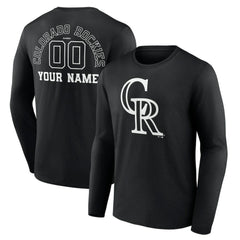 Colorado Rockies Monochrome Personalized Name & Number Long Sleeve T-Shirt - MLB T-shirts
