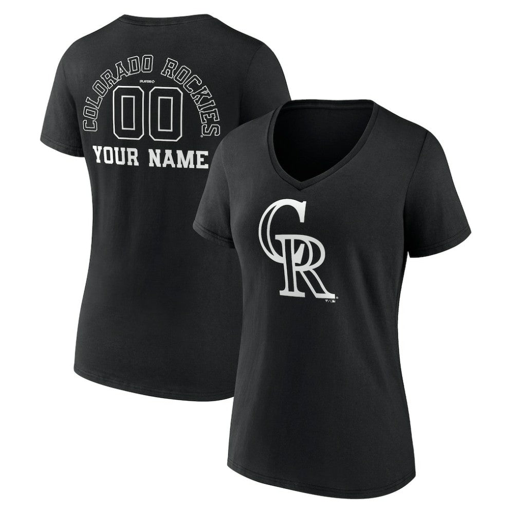 Colorado Rockies Women's Monochrome Personalized Name & Number V-Neck T-Shirt - MLB T-shirts