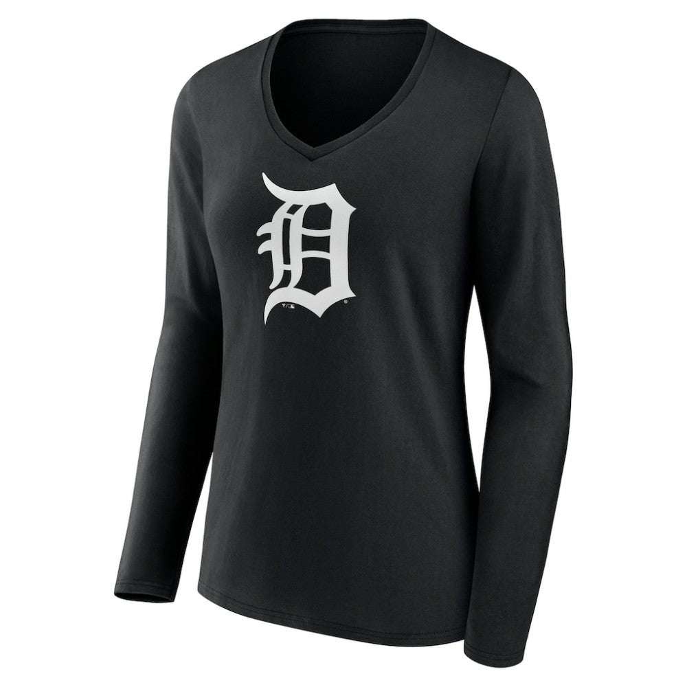 Detroit Tigers Women's Monochrome Personalized Name & Number Long Sleeve V-Neck T-Shirt - MLB T-shirts