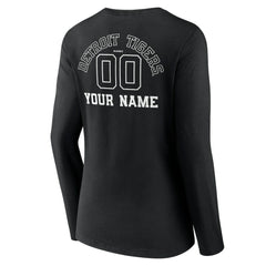 Detroit Tigers Women's Monochrome Personalized Name & Number Long Sleeve V-Neck T-Shirt - MLB T-shirts