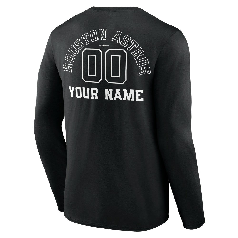 Houston Astros Monochrome Personalized Name & Number Long Sleeve T-Shirt - MLB T-shirts