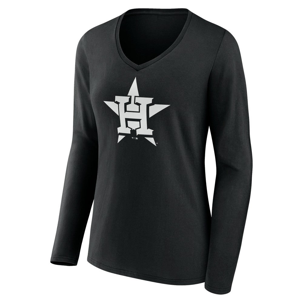 Houston Astros Women's Monochrome Personalized Name & Number Long Sleeve V-Neck T-Shirt - MLB T-shirts