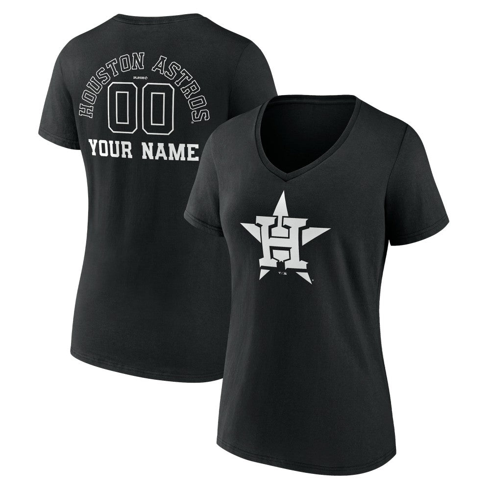 Houston Astros Women's Monochrome Personalized Name & Number V-Neck T-Shirt - MLB T-shirts