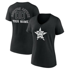 Houston Astros Women's Monochrome Personalized Name & Number V-Neck T-Shirt - MLB T-shirts