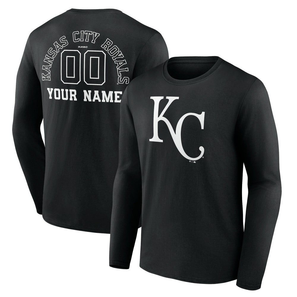 Kansas City Royals Monochrome Personalized Name & Number Long Sleeve T-Shirt - MLB T-shirts