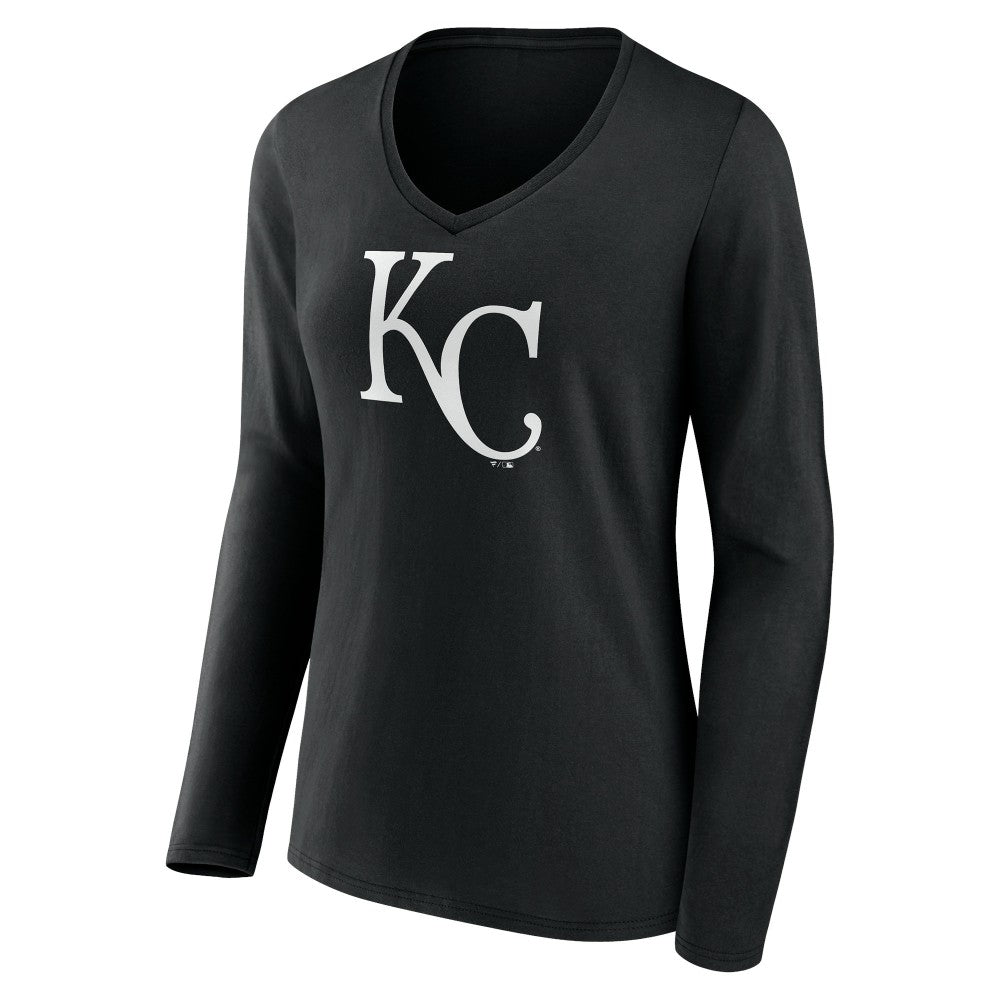 Kansas City Royals Women's Monochrome Personalized Name & Number Long Sleeve V-Neck T-Shirt - MLB T-shirts