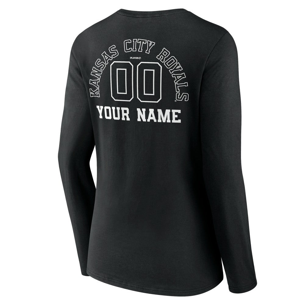 Kansas City Royals Women's Monochrome Personalized Name & Number Long Sleeve V-Neck T-Shirt - MLB T-shirts