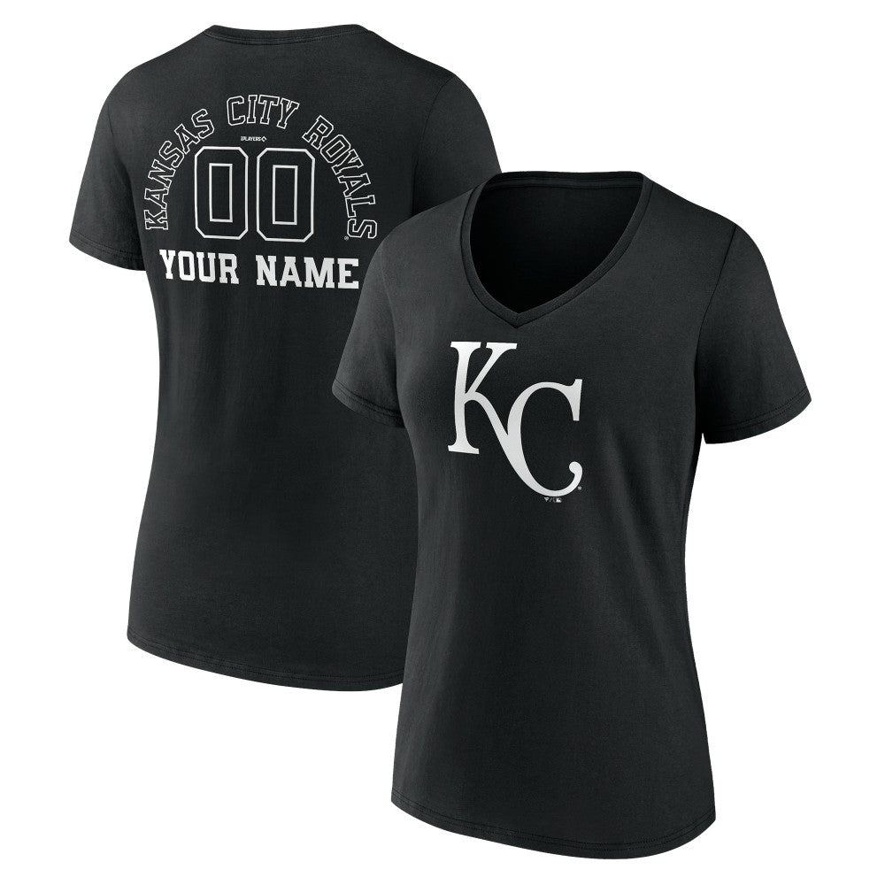 Kansas City Royals Women's Monochrome Personalized Name & Number V-Neck T-Shirt - MLB T-shirts