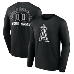 Los Angeles Angels Monochrome Personalized Name & Number Long Sleeve T-Shirt - MLB T-shirts