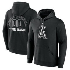 Los Angeles Angels Monochrome Personalized Name & Number Pullover Hoodie - MLB Hoodies