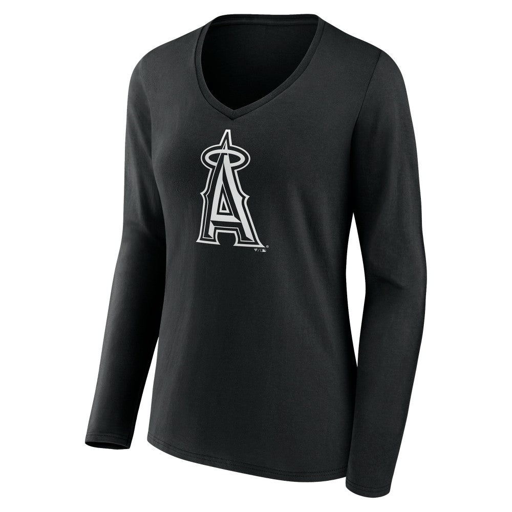 Los Angeles Angels Women's Monochrome Personalized Name & Number Long Sleeve V-Neck T-Shirt - MLB T-shirts