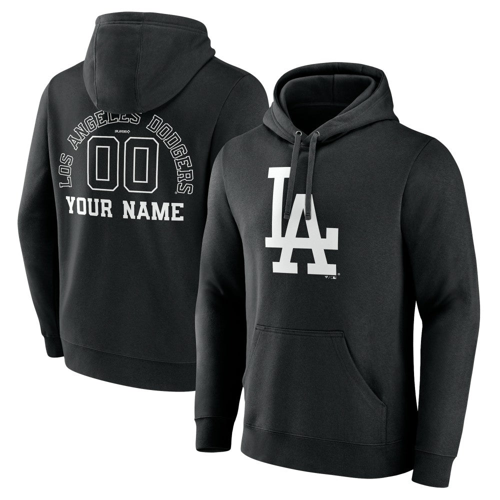 Los Angeles Dodgers Monochrome Personalized Name & Number Pullover Hoodie - MLB Hoodies