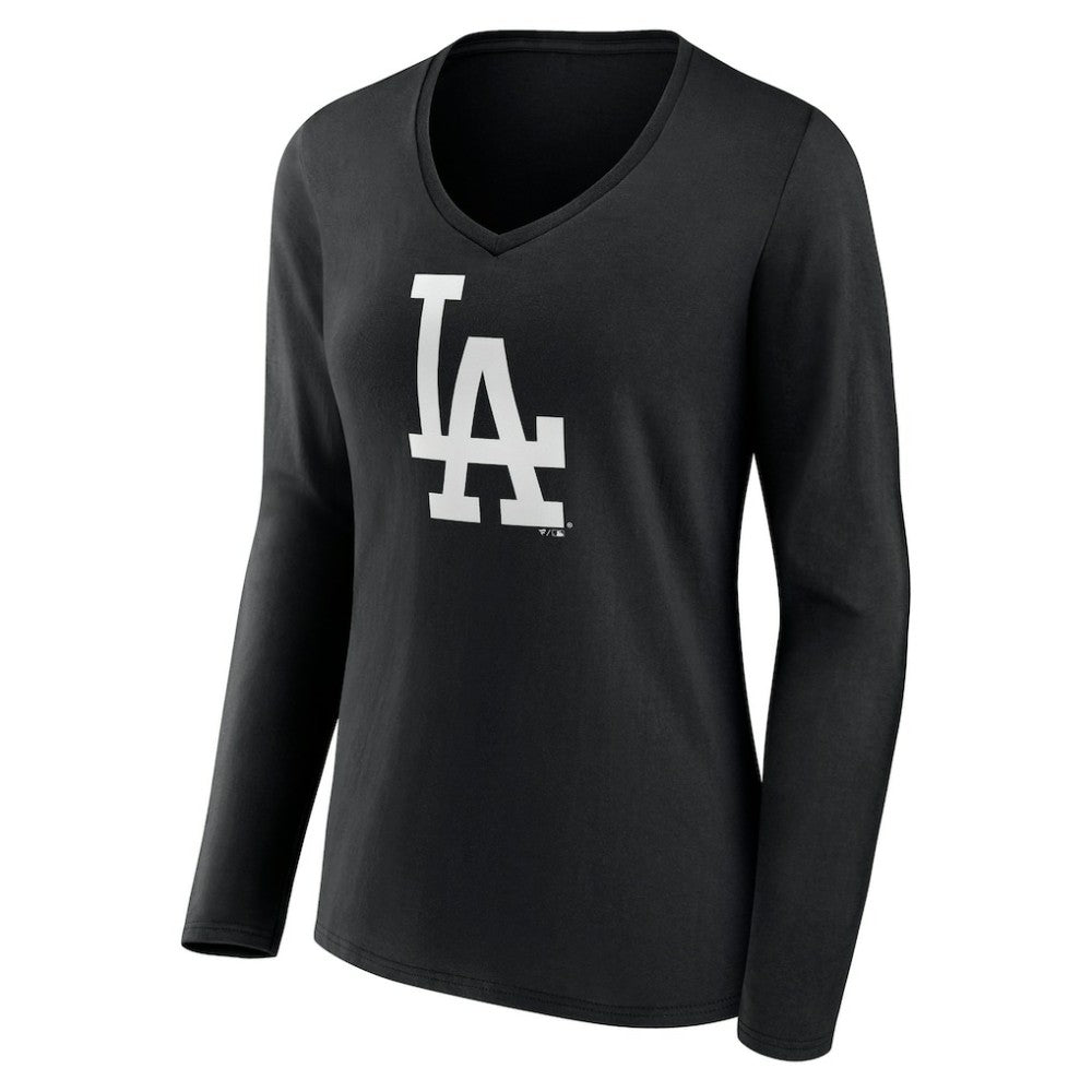 Los Angeles Dodgers Women's Monochrome Personalized Name & Number Long Sleeve V-Neck T-Shirt - MLB T-shirts
