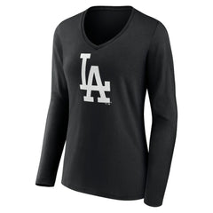 Los Angeles Dodgers Women's Monochrome Personalized Name & Number Long Sleeve V-Neck T-Shirt - MLB T-shirts