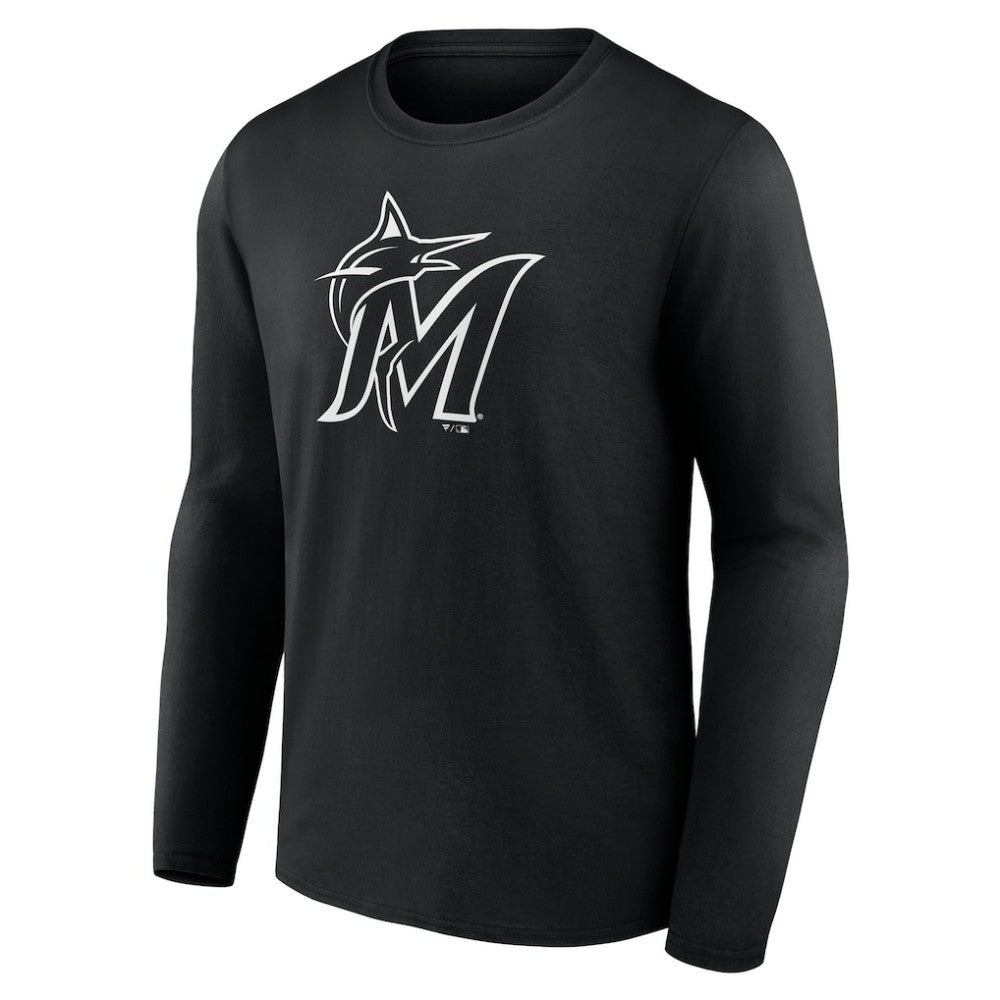 Miami Marlins Monochrome Personalized Name & Number Long Sleeve T-Shirt - MLB T-shirts
