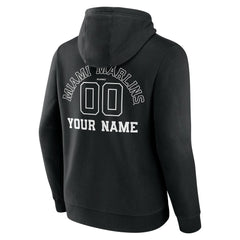 Miami Marlins Monochrome Personalized Name & Number Pullover Hoodie - MLB Hoodies