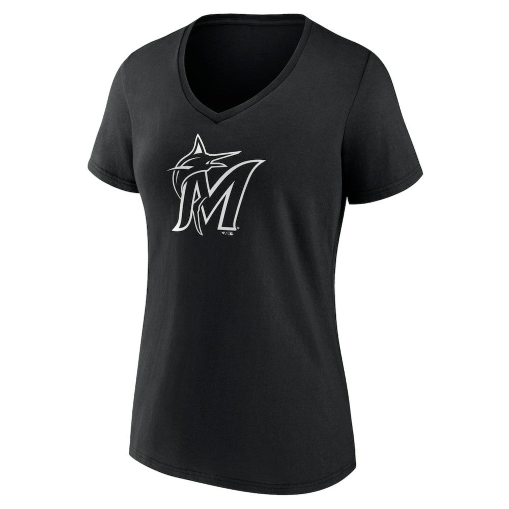 Miami Marlins Women's Monochrome Personalized Name & Number V-Neck T-Shirt - MLB T-shirts