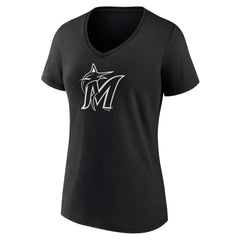 Miami Marlins Women's Monochrome Personalized Name & Number V-Neck T-Shirt - MLB T-shirts