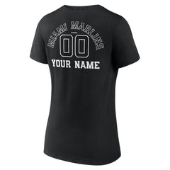 Miami Marlins Women's Monochrome Personalized Name & Number V-Neck T-Shirt - MLB T-shirts