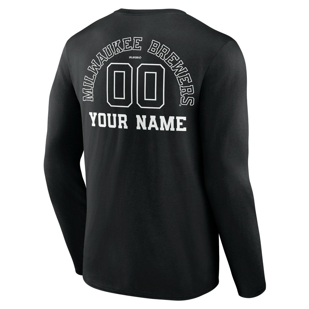 Milwaukee Brewers Monochrome Personalized Name & Number Long Sleeve T-Shirt - MLB T-shirts