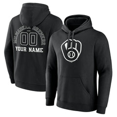 Milwaukee Brewers Monochrome Personalized Name & Number Pullover Hoodie - MLB Hoodies