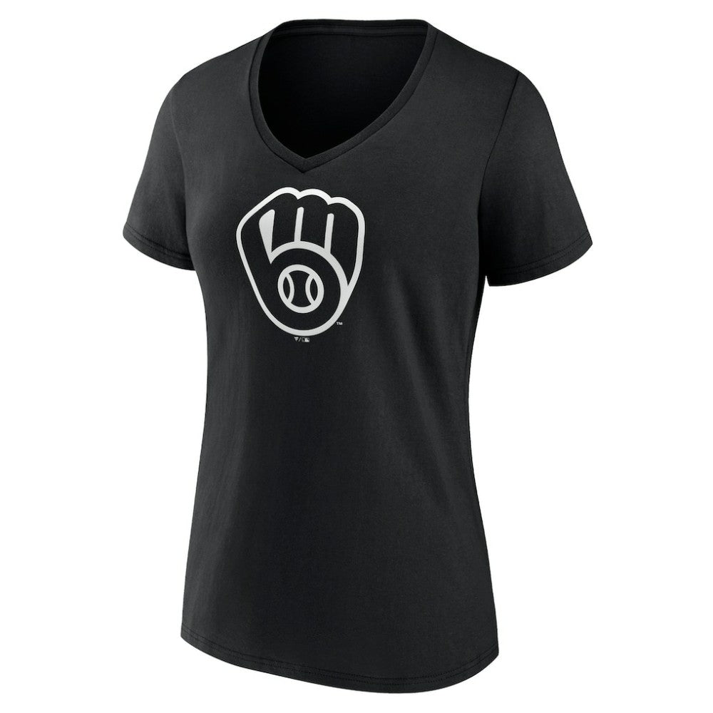 Milwaukee Brewers Women's Monochrome Personalized Name & Number V-Neck T-Shirt - MLB T-shirts