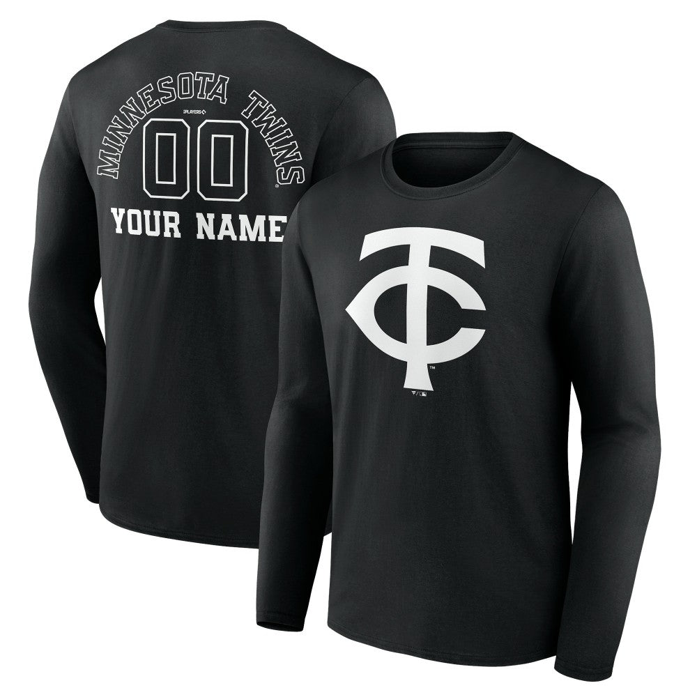 Minnesota Twins Monochrome Personalized Name & Number Long Sleeve T-Shirt - MLB T-shirts