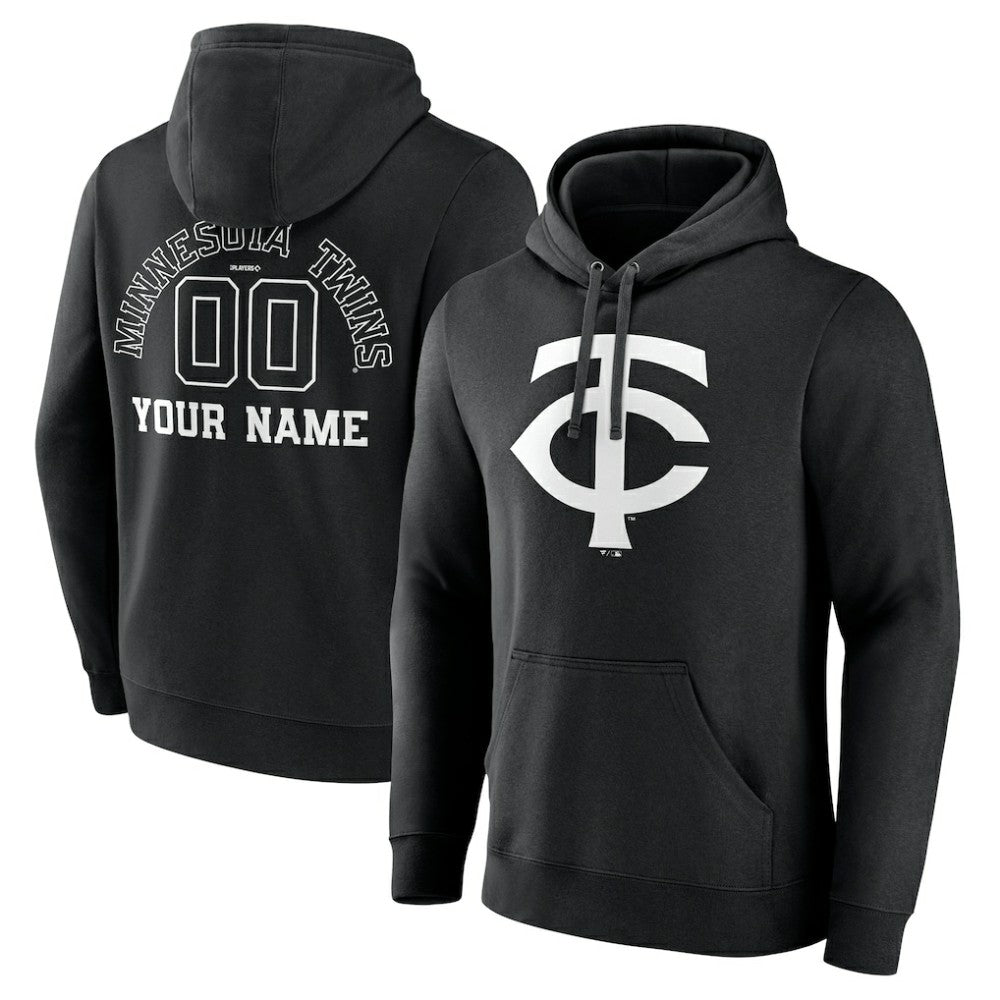 Minnesota Twins Monochrome Personalized Name & Number Pullover Hoodie - MLB Hoodies