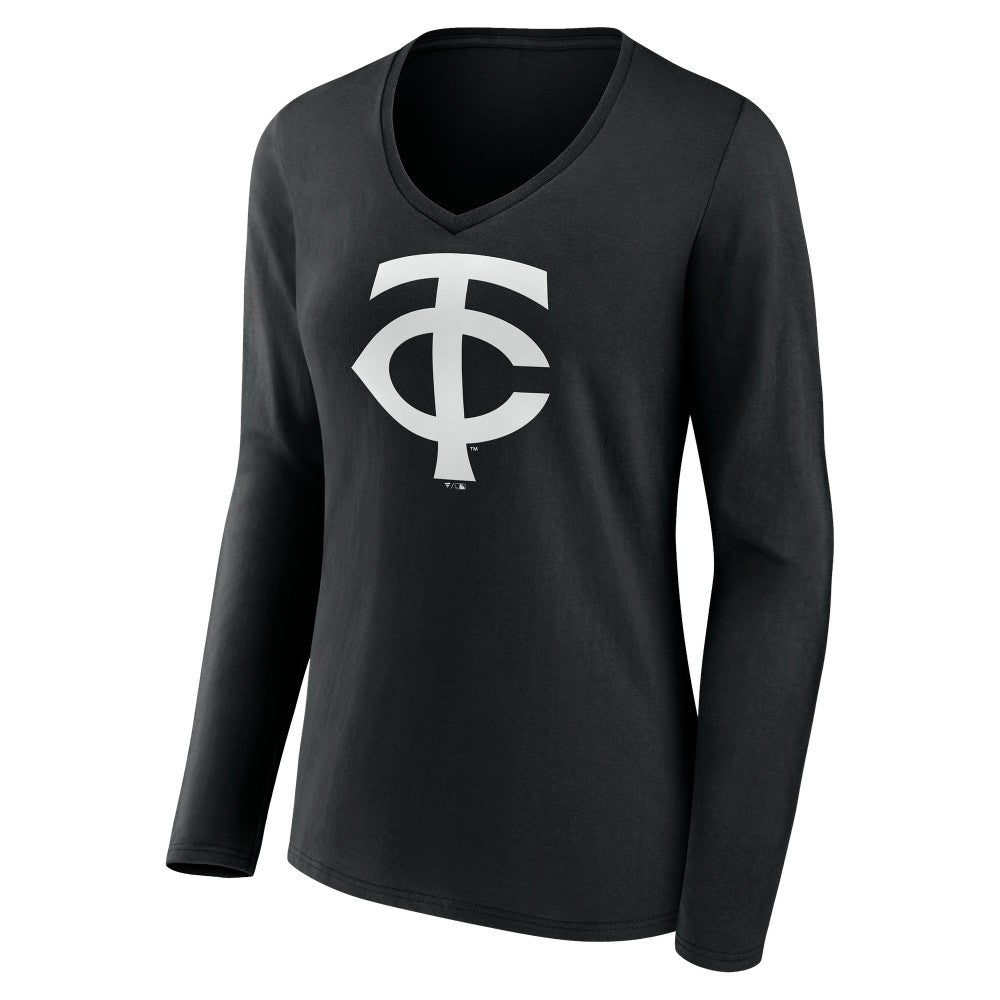 Minnesota Twins Women's Monochrome Personalized Name & Number Long Sleeve V-Neck T-Shirt - MLB T-shirts