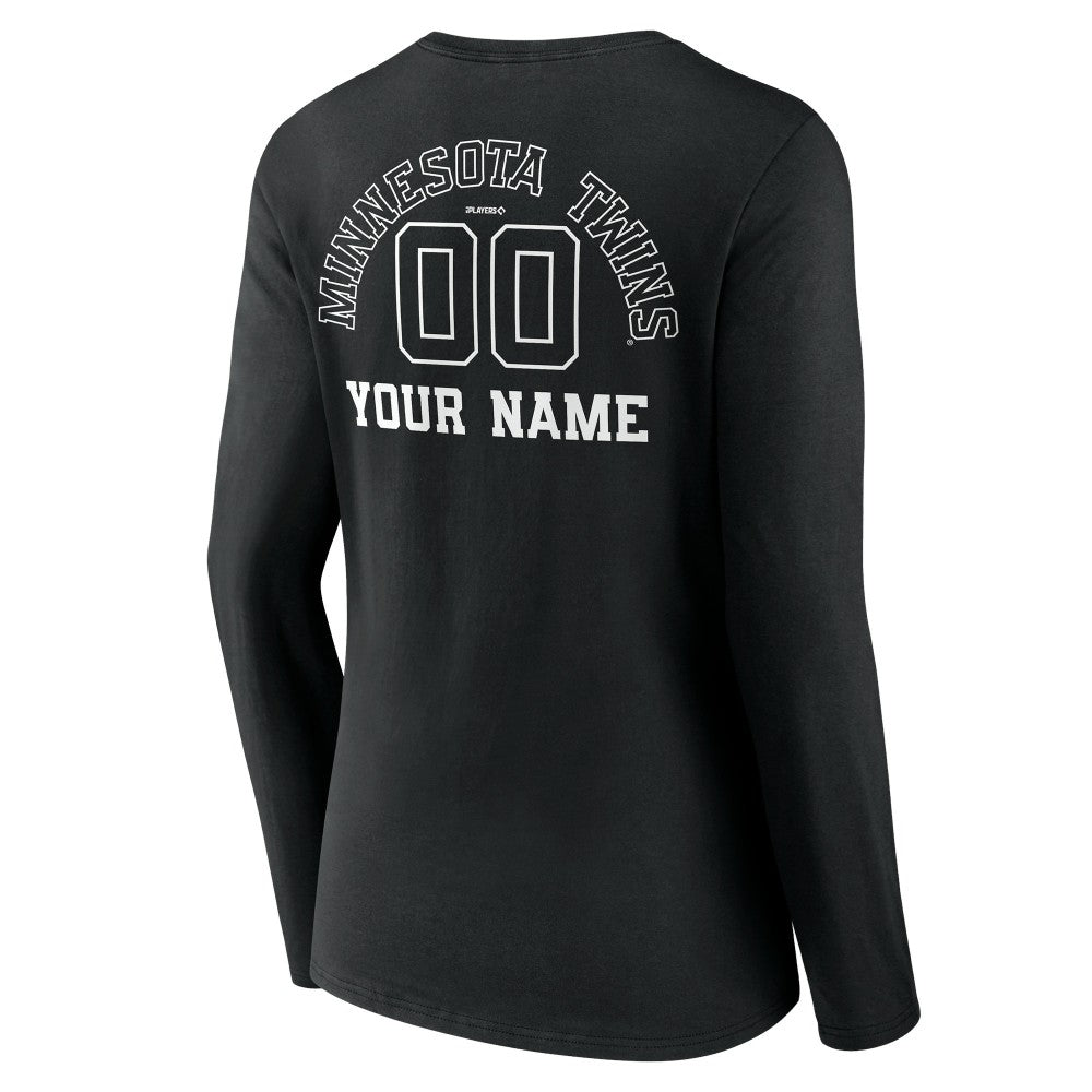 Minnesota Twins Women's Monochrome Personalized Name & Number Long Sleeve V-Neck T-Shirt - MLB T-shirts
