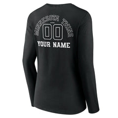 Minnesota Twins Women's Monochrome Personalized Name & Number Long Sleeve V-Neck T-Shirt - MLB T-shirts
